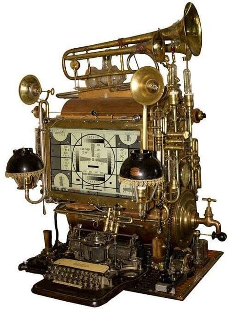 Steampunk Computer. Creator unknown.  #Steampunk Steampunk Computer, Steampunk Machines, Steampunk Creations, Urban Industrial Decor, Steampunk Gadgets, Steampunk Artwork, Steampunk Stuff, Mode Steampunk, Steampunk House