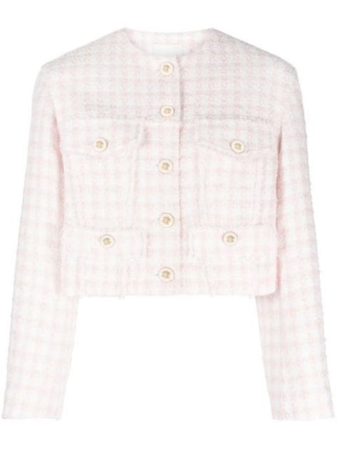 SANDRO Tweed Jackets | Cropped Tweed Jackets Giacca In Tweed, Tweed Pattern, Pink Tweed, Yoko London, Lady Dior, Tweed Jacket, Parisian Style, Self Portrait, Valentino Garavani