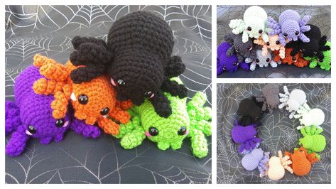 No Sew Amigurumi Spider Free Crochet Pattern Easy Crochet Spider, No Sew Spider Crochet Pattern, No Sew Free Crochet Pattern, Spider Crochet Pattern Free, No Sew Amigurumi Free Pattern, Amigurumi Spider, Spider Crochet, No Sew Amigurumi, Crochet Spider