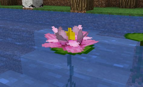 Minecraft Lily Pad Flower, Minecraft Water Lily, Minecraft Lotus Flower Build, Lily Pads Minecraft, Minecraft Lotus Flower, Lotus Minecraft, Minecraft Lily Pad, Flor Minecraft, Minecraft Terrain