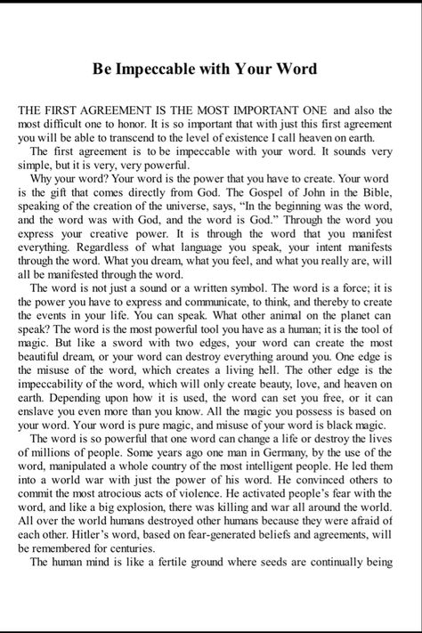 On being impeccable with your word.🖤 Be Impeccable With Your Word, Impeccable With Your Word, Bible John, Gospel Of John, The Four Agreements, Your Word, Heaven On Earth, The Four, Word Search Puzzle