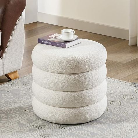 Amazon.com: Flouki Sherpa Storage Ottoman, Teddy Ottoman with Storage, Round Pouf Storage Stool, Fluffy Footstool Seat, Home Decorative Vanity Seat for Living Room, Dorm and Makeup Room, Off-White : Home & Kitchen Dorm Ottoman, Sherpa Ottoman, Circle Ottoman, Ottoman Round, Storage Ottoman Coffee Table, Vanity Seat, Ottoman With Storage, Round Footstool, Fabric Storage Ottoman