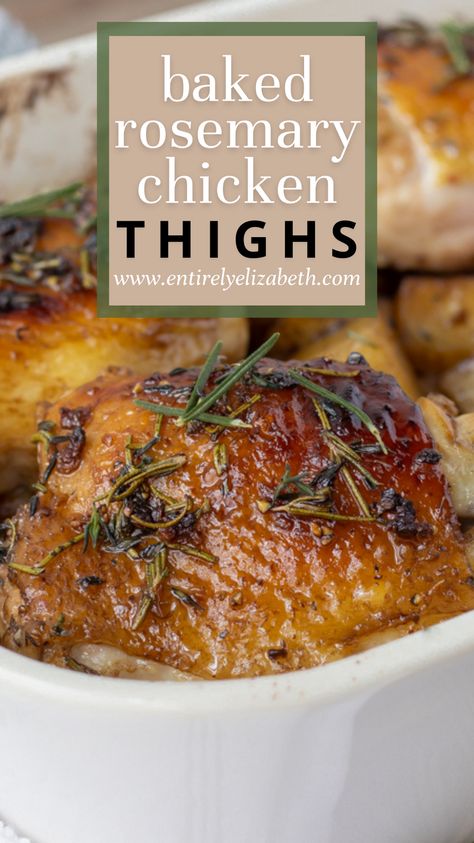 Chicken Thigh Roasted Veggies, Chicken Thigh Rosemary Recipes, Chicken Thigh Baked Bone In, Bone In Chicken Thigh Dinner Recipes, Rosemary Chicken Legs Baked, Herb Chicken Thigh Recipes, Lemon Herb Chicken Thighs, Rosemary Lemon Chicken Thighs, Baked Chicken With Herbs