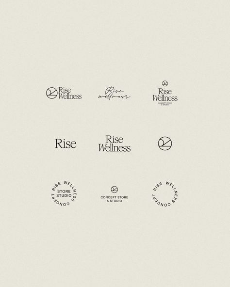 1/3 Custom Branding Design for @rise.wellnessconcept | A boutique Pilates, Yoga, Barre and Fitness studio in Doncaster, with an in-house wellness and lifestyle store. Isn't she a VIBE?! 😍 Key words: Luxurious, Cool, Minimalist, Tasteful , Organic , Authentic and Original. The Rise Wellness branding needed to be simple yet versatile enough to be transferred to print, packaging, signage and mechandise applications and I think we nailed it 🖤 A fav part of this custom design was icon itself ... Pilates Name Ideas, Boutique Pilates Studio, Fitness Studio Branding, Barre Studio Design, Pilates Studio Name Ideas, Pilates Studio Branding, Health And Wellness Logo Design, Yoga Studio Names, Yoga Studio Branding