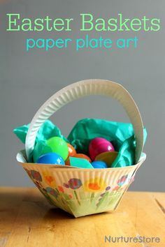 How to make an Easter basket paper plate craft - love how each child can add their own art to this. Holiday Plate, Paper Plate Art, Easter Basket Crafts, Paper Plate Craft, Easter Preschool, Basket Crafts, Easy Easter Crafts, Easter Basket Diy, Plastic Eggs