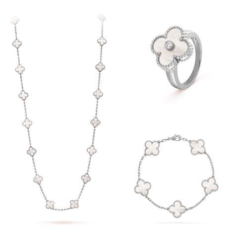 Van Cleef Set, White Van Cleef, Van Cleef Alhambra, Graduation 2024, Van Cleef And Arpels, White Vans, Material Girl, Van Cleef Arpels, Mother Pearl