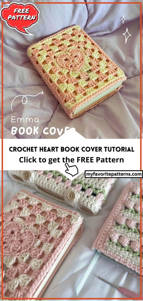 Crochet Heart Book Cover Tutorial Book Holder Crochet Pattern, Crocheted Bible Covers Free Pattern, Knitted Book Cover Free Pattern, Cute Crochet Book Covers, Crochet Patterns Book Cover, Book Cozy Pattern, Crochet Book Sleeve Free Pattern Granny Square, Gen Z Crochet Patterns, How To Crochet A Book Cover