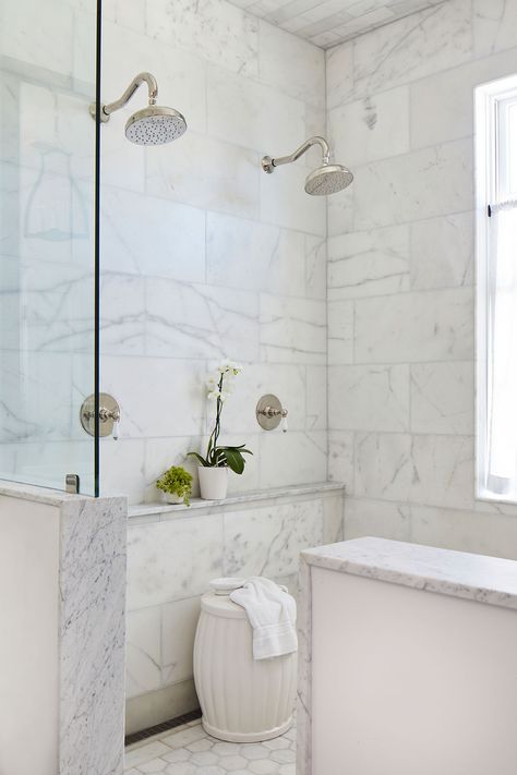 Windward - Ashley Gilbreath Ashley Gilbreath Interiors Bathroom, Traditional Master Bathrooms Luxury, Classic White Master Bath, White Master Bath Ideas, Counter Aesthetic, Classic Master Bath, Ashley Gilbreath Interiors, Classic White Bathrooms, Ashley Gilbreath