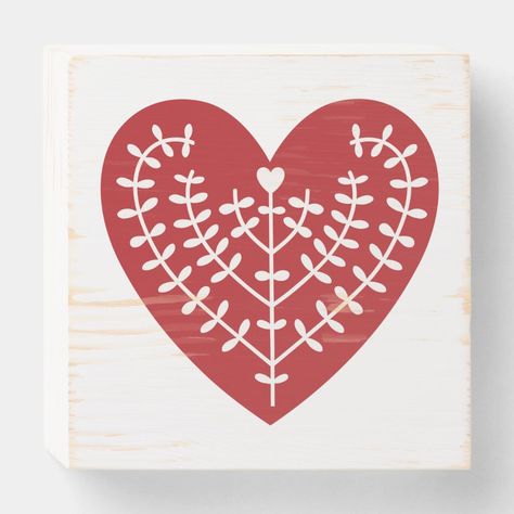 Scandinavian Modern Red Heart Wooden Box Sign Ceramic Valentine Ideas, Veranda Cafe, Winter Window Display, Scandinavian Illustration, Boho Christmas Decor, Scandi Christmas, Linocut Art, Culture Club, Scandinavian Folk Art