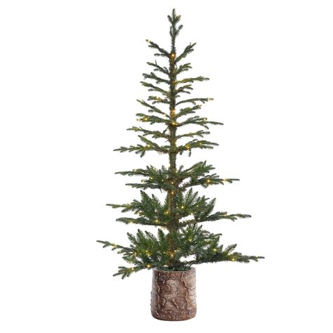 "Buy the Haute Decor 5ft. Pre-Lit Timberland Fir Artificial Christmas Tree with Decorative Base, Warm White LED Lights at Michaels. com. The artificial Timberland fir potted Christmas tree brings European charm to your home during the holiday season. The artificial Timberland fir potted Christmas tree brings European charm to your home during the holiday season. The Timberland Fir Christmas Tree features 494 artificial greenery tips. Pre-lit branches are spaced to allow you to display your precious and memorable ornaments. The tree is pre-lit with 150 warm white LED low voltage lights that create a beautiful glow. A polyresin base looks like real brown river birch tree bark! Tree Style: Medium Timberland Fir Green 494 tips PVC, metal and plasticDimensions: 5 ft. height 36\" diameterLightin River Birch Trees, Potted Christmas Tree, Slim Artificial Christmas Trees, Potted Christmas Trees, River Birch, Faux Christmas Trees, Hunting Land, Faux Christmas, Fir Christmas Tree