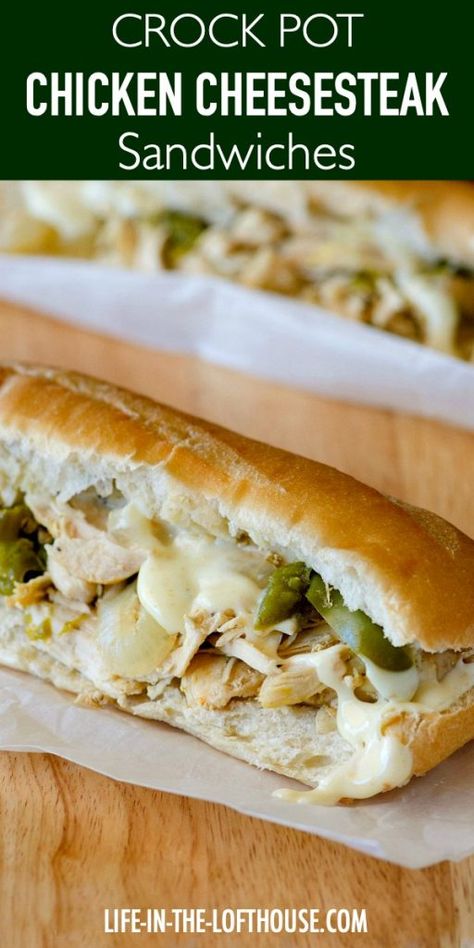 Philly Chicken Cheesesteak Sandwiches, Chicken Philly Sandwich Crockpot, Chicken Peppers Crockpot Recipes, Crock Pot Chicken Cheese Steak, Crockpot Chicken Philly Sandwiches, Crockpot Chicken Recipes Sandwiches, Slow Cooker Chicken Philly Sandwiches, Crockpot Chicken Philly Cheesesteak Easy Recipes, Chicken Cheesesteak Sandwich