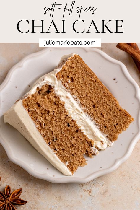 Chai Spice Cake Recipe, Chai Cake Recipe, Brown Sugar Cream Cheese Frosting, Chai Cake, Homemade Cake Mixes, Brown Sugar Cakes, Cream Cheese Frosting Cake, Spice Cake Recipes, Party Food Dessert