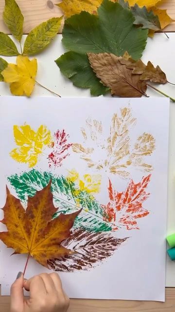 Anna Ranson- Play Specialist on Instagram: "Leaf printing with paint sticks 🍁 . Such a favourite easy activity this time of year and EVEN BETTER for when you��’re exhausted as it’s totally mess free! . First- go for a walk together to collect as many differently shapes leaves as possible . Then choose natural and/ or metallic coloured paint sticks and use them to colour liberally over the back of each leaf . Then simply press and smooth over the back to print onto paper! . Overlap and layer th Leaf Printing, Paint Sticks, Personal Investigation, Stick Crafts, Autumn Ideas, Painting Activities, Walk Together, Go For A Walk, Easy Activities