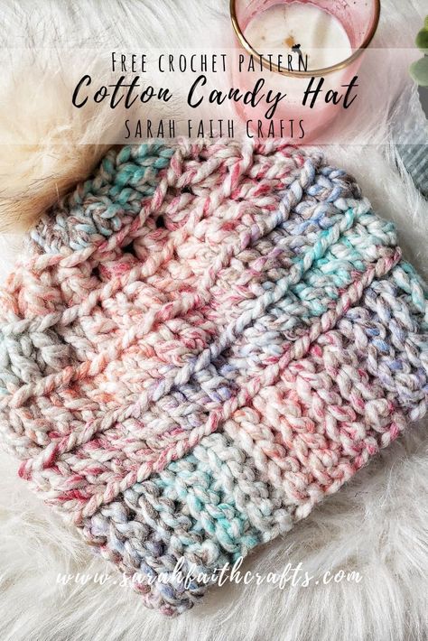 Free crochet pattern for a quick and chunky winter hat! Beginner friendly pattern Chunky Crochet Hat, Beauty Bites, Faith Crafts, Easy Crochet Hat, Hat Patterns Free, Crocheted Hat, Easy Crochet Patterns Free, Crochet Hat Free, Bonnet Crochet