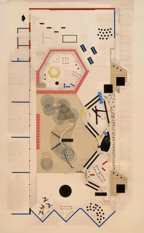 Drawing by Cornelia Oberlander Collage Map Architecture, Abstract Diagrams Architecture, Creative Mapping Architecture, Collage Architecture, Lukisan Lanskap, Expo 67, Plans Architecture, Architecture Collage, Concept Diagram