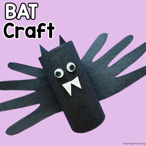 Bat Toilet Paper Roll Craft Halloween Toilet Paper Roll Crafts, Toilet Paper Roll Bat, Homemade Drum, Halloween Toilet Paper, Matching Games For Toddlers, Halloween Treat Holders, Toilet Paper Roll Craft, Child Development Activities, Bat Craft