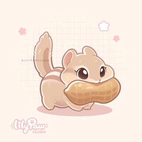 🌸🍃Lily Paw🍃🌸 on Instagram: "🥜🐿️🥜 Shares and saves are very appreciated!! 🥜🐿️🥜 . For a while I've been wanting to express my love for all animals with a personal challenge where I choose a random animal photo and I draw it in my style! It is also a very great way to practice my cutiefying skills 🤭 For the first one I had to choose this chipmunk carrying a peanut (👉🏻 swipe to see the original photo!) and I'm super pleased with the result 🥰✨ Why are chipmunks SO cute???? 🥺💗 . . . . Cool Digital Art, Digital Art Inspiration, Kawaii Cat Drawing, Cute Kawaii Animals, All Animals, Cute Animal Drawings Kawaii, Cute Doodles Drawings, Cute Kawaii Drawings, Cute Doodle Art