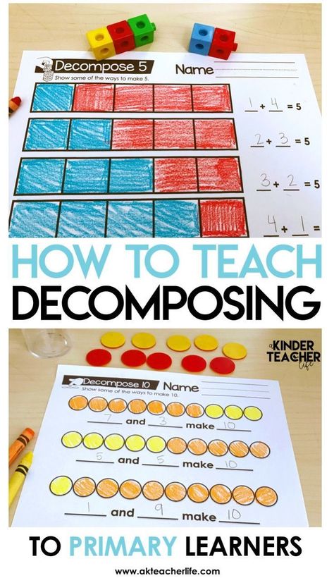 How to teach primary learners how to decompose numbers using hands-on activities Numbers Kindergarten Worksheets, Decomposing Numbers Kindergarten, Early Numeracy, Decomposing Numbers, Math Center Games, Eureka Math, Number Lines, Numbers Kindergarten, Math Center Activities