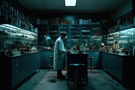 Lab Testing Aesthetic, Evil Scientist Lab, Dystopian Laboratory, Evil Science Aesthetic, Scientist Lab Aesthetic, Abandoned Science Lab, Dark Medical Aesthetic, Messy Laboratory, Science Experiment Aesthetic