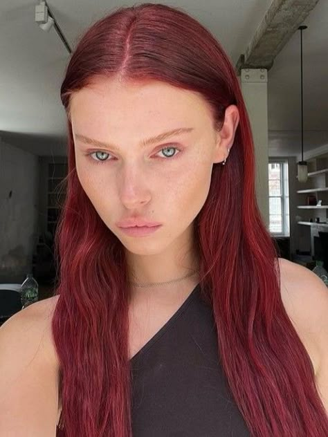 Dyed Hair Pale Skin, Hair Color Pale Skin Blue Eyes, Luna Caine, Red Hair Pale Skin, Pale Skin Hair Color, Red Hair Blue Eyes, Hair Pale Skin, Cherry Red Hair, Wine Red Hair