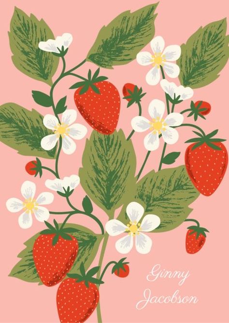 Strawberry Journal, Strawberry Drawing, Strawberry Art, Posca Art, Arte Inspo, Pottery Painting, Botanical Illustration, Wall Collage, Painting Inspiration