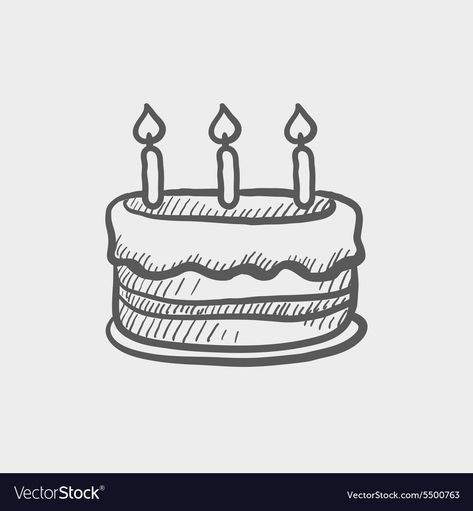 Birthday Cake Sketch, Birthday Cake Text, Cake 80th Birthday, Cake Text, Candle Sketch, Art Birthday Cake, Cake Sketch, Cake With Candles, Cake Icon