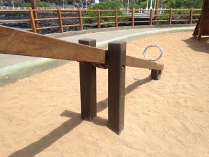 Wooden Teeter Totter in a Playground on a Galapagos Island. Diy Seesaw, Outdoor Forts, Church Playground, Swing Set Diy, Outdoor Fun For Kids, Teeter Totter, Hanging Gardens, Diy Playground, Homestead Living