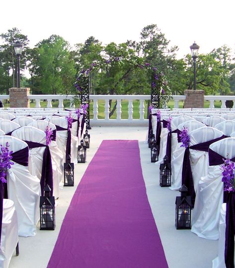 Purple Wedding Aisle, Wedding Church Decorations, Purple Wedding Ceremony, Wedding Walkway, Wedding Aisles, Church Aisle, Purple Wedding Decorations, Wedding Church Decor, Decorations Lights