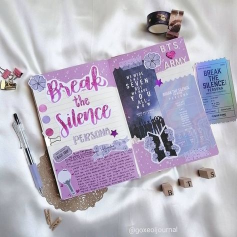 Kawaii Study, Book Bujo, Bujo Journaling, Bullet Journal Headers, Break The Silence, School Book Covers, Journaling Scrapbook, Bullet Journal Cover Ideas, Bts Lyrics