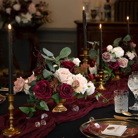 Faster shipping. Better service Centerpiece Arrangements, Filler Flowers, Large Centerpiece, Dark Wedding, Flower Centerpieces Wedding, Graduation Decorations, Wedding Centerpiece, Hydrangea Flower, Burgundy Wedding