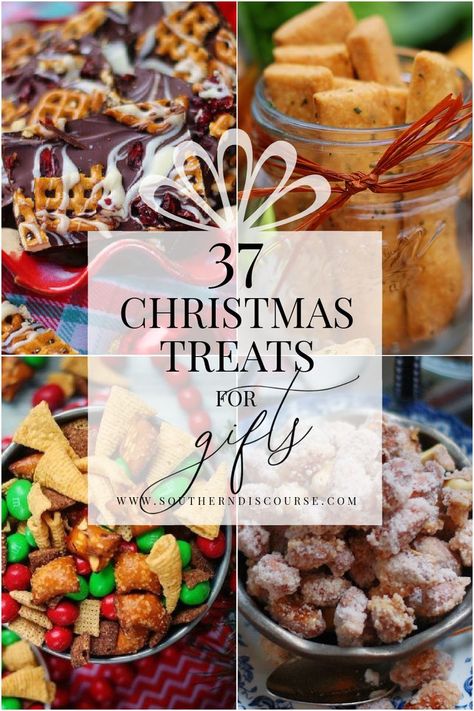 Give a Christmas gift from the heart this year! From cookies, to snack mixes, breads, muffins, spreads and easy candies, these recipes will help you whip up the perfect Christmas food gifts for hostesses, teachers, neighbors, friends and family. Savory Christmas Treats, Treat Gift Ideas, Christmas Snacks Gifts, Easy Food Gifts, Christmas Snack Mix, Christmas Snacks Easy, Southern Discourse, Christmas Treats For Gifts, Homemade Food Gifts