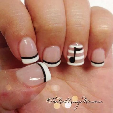 Music!! Nashville Nails, Music Note Nails, Music Nails, Black And White Nail Art, White Nail Art, Vacation Nails, Short Nail Designs, Music Note, Cute Nail Designs