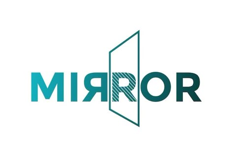 Mirror Logo Design Ideas, Mirror Typography, Adventure Logo Design, Mirror Text, Typography Logo Design, Mirror Logo, Music Logo Design, Adventure Logo, Bathroom Vanity Designs