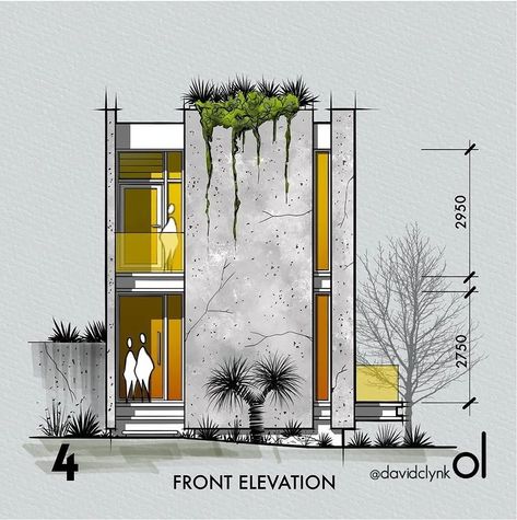 Modern Exterior Design, Narrow House Designs, Architecture Blueprints, Urban Design Graphics, Narrow Lot House, House Outer Design, Bungalow Exterior, Architecture Design Sketch, Architecture Design Drawing