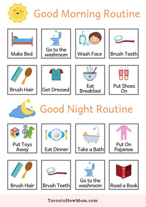 Daily Routine Chart For Kids, Daily Routine Kids, Morning And Evening Routines, Uppfostra Barn, Disiplin Anak, Kids Routine Chart, Evening Routines, Toddler Routine, Materi Bahasa Inggris