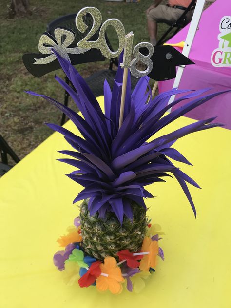 Luau centerpiece for HS graduation. Luau Grad Party Ideas, Luau Grad Party, Aloha Graduation Party, Luau Graduation Party Ideas, Hawaiian Graduation Party, Hawaiian Centerpiece, Luau Graduation Party, Hawaiian Centerpieces, Family Reunion Centerpieces