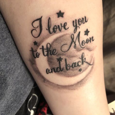 22 A Day Tattoo, In Remembrance Tattoos Best Friend, I Love You To The Moon And Back Tattoo, Small Memorial Tattoos, Loving Memory Tattoos, The Moon And Back Tattoo, Moon And Back Tattoo, To The Moon And Back Tattoo, Memorial Tattoo Quotes