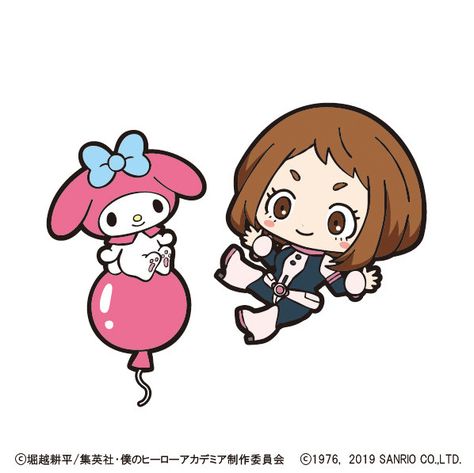 My Hero Academia Team Up with Sanrio’s Adorable Mascot Characters – J-List Blog **Ochako Uraraka + My Melody Kawaii, Mha X Sanrio, Sanrio Drawings, Sanrio Collaboration, My Hero Academia Characters, Anime Sanrio, Pin Anime, Art Academia, Star Wars Droids