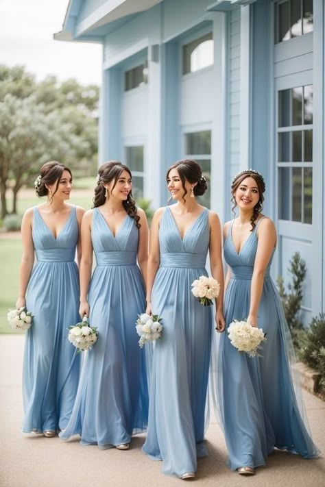 Light Blue Wedding Theme Bridesmaid Dress, Blue Pastel Bridesmaid Dresses, Powder Blue Wedding Theme, Pastel Blue Bridesmaid Dress, Periwinkle Bridesmaid Dress, Powder Blue Bridesmaid, Light Blue Wedding Theme, Dinosaur Birthday Ideas, Wedding With Dusty Blue