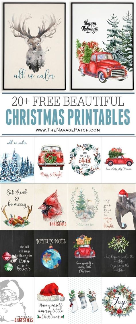 20+ Beautiful Free Watercolor Winter Woodland Printables | Free watercolor Christmas printables | Free Christmas printables | Free printable watercolor art for winter| Free printable holiday wall decor | #TheNavagePatch #FreePrintable #watercolor #easydiy #Christmasprintables #Typography #Christmas #Holidaydecor #DIYChristmas | TheNavagePatch.com Free Farmhouse Christmas Printables, Christmas Transfers Printable, Printable Christmas Pictures Free, Free Snowman Printables, Christmas Printables Free, Christmas Transfers, Snowman Printable, Art For Christmas, Typography Christmas