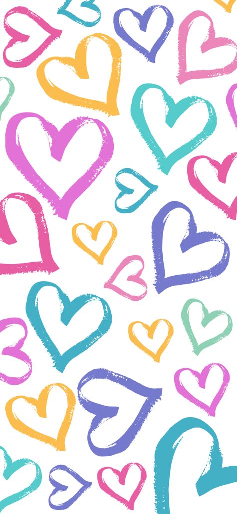 Such a cute iphone wallpaper background! Beautiful heart pattern shows off your unique style. | pink or purple aesthetic, Valentine's day design in pastel hearts (pink, purple, blue, green, yellow) Heart Iphone Wallpaper, Colorful Hearts, Rainbow Heart, Heart Pattern, Heart Wallpaper, Pattern Iphone, Pastel Rainbow, Pattern Wallpaper, Iphone Wallpaper