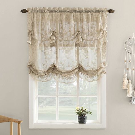 You'll love the stylish look of this floral lace window shade from No. 918. You'll love the stylish look of this floral lace window shade from No. 918. 1 panel included Balloon shade 0.75" max rod diameter Rod pocketSIZING 58" x 64"CONSTRUCTION & CARE Lace Machine wash Imported Size: 58X64. Color: Brown. Gender: unisex. Age Group: adult. Pattern: Solid. Tie Up Shades, Balloon Shades, Lace Window, Pocket Window, Farm House Colors, Up Balloons, Lace Curtains, Window Valance, Shades Blinds