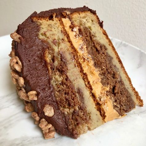 Butter Crunch Cake, Banana Chocolate Peanut Butter, Chocolate Swirl Cake, Super Moist Banana Bread, Chocolate Banana Cake, Butter Crunch, Peanut Butter Crunch, Icing Recipes, Chocolate Peanut Butter Cake