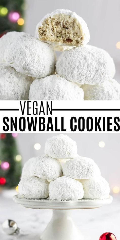 Vegan Bars, Vegan Candy, Vegan Christmas Cookies, Sweet Bakes, Vegan Holiday Recipes, Vegan Christmas Recipes, Buttery Shortbread, Eggless Recipes, Snowball Cookies