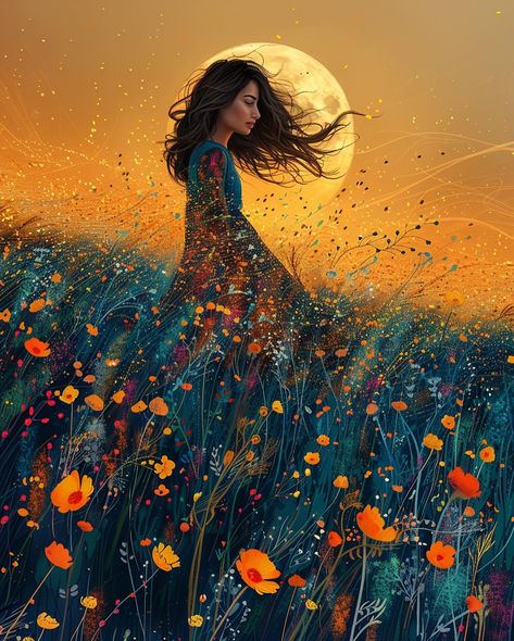 Today’s AI Art of the Day: Floating through a field of bright, colorful flowers while the moon watches overhead. 🌻✨🌕 #ai #midjourneyart #aiart #midjourneyai #generativeart #artlovers #digitalart Meadow Art, Art Of The Day, Spring Feeling, Moon Watch, Field Of Flowers, Art Flowers, March 27, Generative Art, Oracle Cards