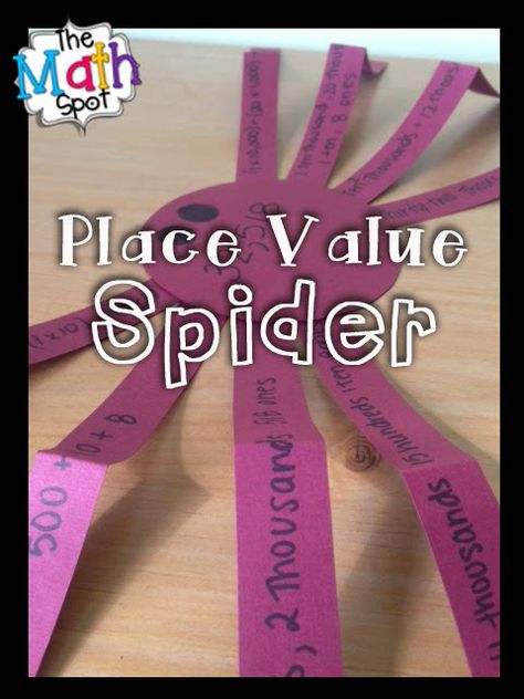 Numbers are CREEPILY Flexible - The Math Spot Halloween Craftivity, Place Value Craft, Math Craftivity, Spider Craft, Halloween Math Activities, Math Place Value, Math Crafts, Base Ten, Fourth Grade Math