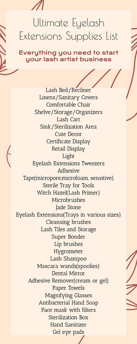 Everything you need to start your eyelash extensions business for beginner lash artists. Starting your lash business requires an investment in training, supplies, time and effort so get yourself set up for success with this list. #eyelashextensions Eyelash Extensions Business, Lash Extension Business, Eyelash Studio, Eyelash Extensions Salons, Lash Extension Training, Lash Lounge, Lash Extentions, Eyelash Extension Training, Esthetician Marketing