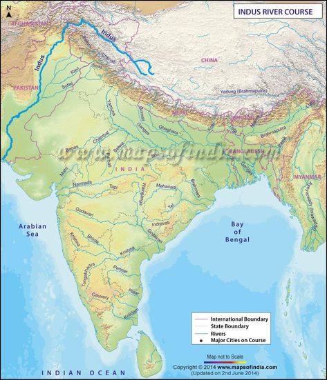 Route Map of River Indus: The Indus River is one of the most beautiful rivers of India. Together with its tributaries, the Indus River forms an important river system, which helps the agricultural economy of India. The Indus River is an important river, which runs through the entire length of Pakistan. Himalayas Map, Indian River Map, India World Map, World Geography Map, Godavari River, State Names, Pakistan Map, Brahmaputra River, Map Of India