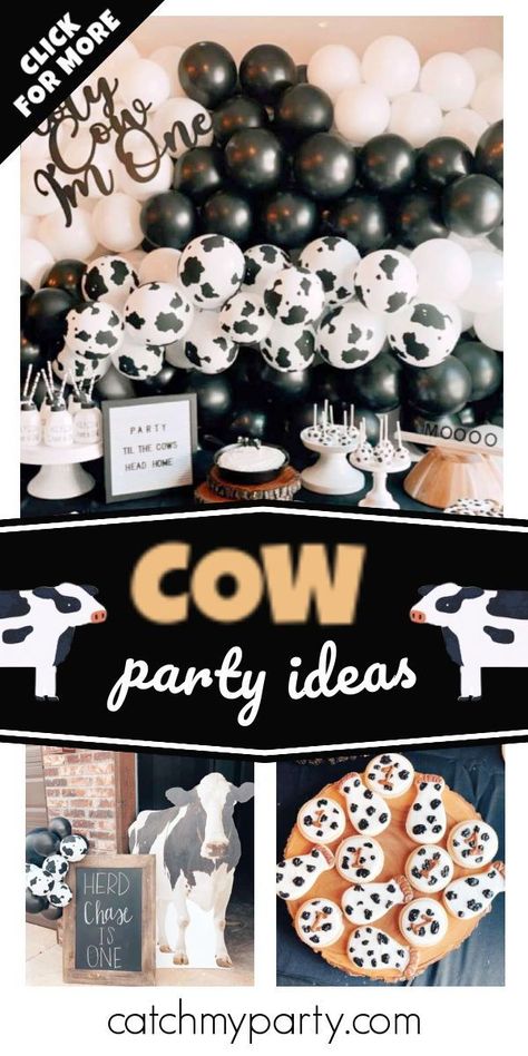 Easy Cow Desserts, Cow Themed Snacks Food Ideas, Moo Moo I’m Two Birthday Food Ideas, Cow Desserts Ideas, Cow Themed Party Games, Food Ideas For Cow Themed Birthday Party, Cow Party Games, Cow Print Party Food Ideas, Cow Party Snacks