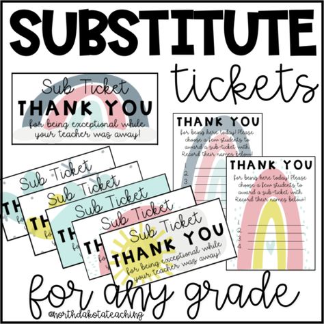 Having a sub can be stressful, but these sub tickets will help ensure your students are on task! They are the perfect addition to your emergency sub binder! Subbing In Kindergarten, Substitute Teacher Tickets, Substitute Teacher Bag, Substitute Teacher Tips, Substitute Ideas, Asl Teacher, Teacher Organisation, Sub Binder, Substitute Binder